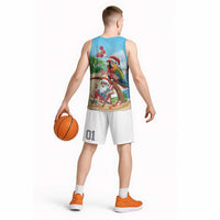 Personalized Hawaii Santa Parrot Christmas Basketball Jersey Summer Vibe - Polynesian Pride