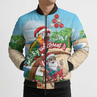 Personalized Hawaii Santa Parrot Christmas Bomber Puffer Jacket Summer Vibe - Polynesian Pride