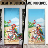 Personalized Hawaii Santa Parrot Christmas Door Cover Summer Vibe - Polynesian Pride
