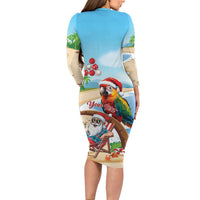 Personalized Hawaii Santa Parrot Christmas Family Matching Long Sleeve Bodycon Dress and Hawaiian Shirt Summer Vibe - Polynesian Pride