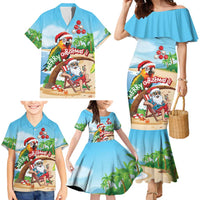 Personalized Hawaii Santa Parrot Christmas Family Matching Mermaid Dress and Hawaiian Shirt Summer Vibe - Polynesian Pride