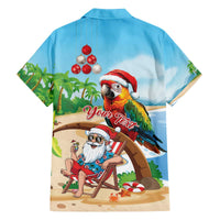 Personalized Hawaii Santa Parrot Christmas Family Matching Off The Shoulder Long Sleeve Dress and Hawaiian Shirt Summer Vibe - Polynesian Pride