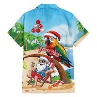 Personalized Hawaii Santa Parrot Christmas Family Matching Off The Shoulder Long Sleeve Dress and Hawaiian Shirt Summer Vibe LT01 - Polynesian Pride