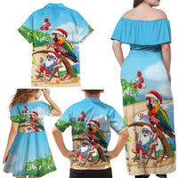 Personalized Hawaii Santa Parrot Christmas Family Matching Off Shoulder Maxi Dress and Hawaiian Shirt Summer Vibe - Polynesian Pride