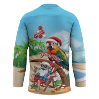 Personalized Hawaii Santa Parrot Christmas Hockey Jersey Summer Vibe LT01 - Polynesian Pride
