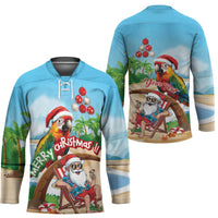 Personalized Hawaii Santa Parrot Christmas Hockey Jersey Summer Vibe - Polynesian Pride