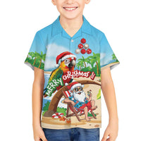 Personalized Hawaii Santa Parrot Christmas Kid Hawaiian Shirt Summer Vibe LT01 Kid Blue - Polynesian Pride