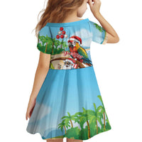 Personalized Hawaii Santa Parrot Christmas Kid Short Sleeve Dress Summer Vibe LT01 - Polynesian Pride