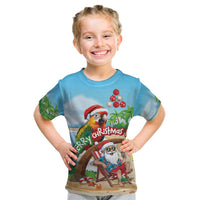 Personalized Hawaii Santa Parrot Christmas Kid T Shirt Summer Vibe - Polynesian Pride
