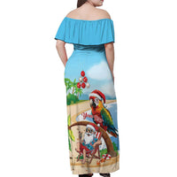 Personalized Hawaii Santa Parrot Christmas Off Shoulder Maxi Dress Summer Vibe - Polynesian Pride