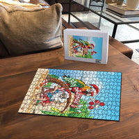 Hawaii Santa Parrot Christmas Puzzle Summer Vibe - Polynesian Pride