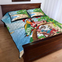 Hawaii Santa Parrot Christmas Quilt Bed Set Summer Vibe - Polynesian Pride