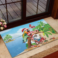 Hawaii Santa Parrot Christmas Rubber Doormat Summer Vibe - Polynesian Pride