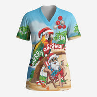 Personalized Hawaii Santa Parrot Christmas Scrub Top Summer Vibe - Polynesian Pride