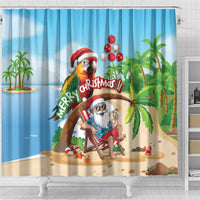 Hawaii Santa Parrot Christmas Shower Curtain Summer Vibe - Polynesian Pride