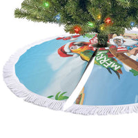 Hawaii Santa Parrot Christmas Tree Skirt Summer Vibe - Polynesian Pride