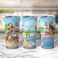 Personalized Hawaii Santa Parrot Christmas Tumbler Cup Summer Vibe - Polynesian Pride