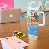 Personalized Hawaii Santa Parrot Christmas Tumbler With Handle Summer Vibe - Polynesian Pride