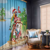 Hawaii Santa Parrot Christmas Window Curtain Summer Vibe - Polynesian Pride