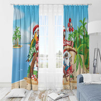 Hawaii Santa Parrot Christmas Window Curtain Summer Vibe - Polynesian Pride