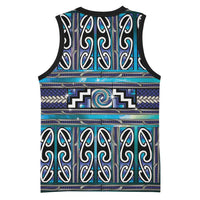 Maori Matariki Basketball Jersey Blue Galaxy Aesthetic Koru Art