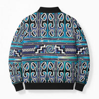 Maori Matariki Bomber Puffer Jacket Blue Galaxy Aesthetic Koru Art