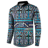 Maori Matariki Button Sweatshirt Blue Galaxy Aesthetic Koru Art LT01 - Polynesian Pride