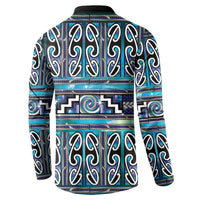 Maori Matariki Button Sweatshirt Blue Galaxy Aesthetic Koru Art LT01 - Polynesian Pride