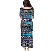 Maori Matariki Family Matching Puletasi and Hawaiian Shirt Blue Galaxy Aesthetic Koru Art