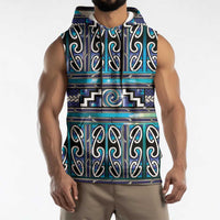 Maori Matariki Sleeveless Hoodie Blue Galaxy Aesthetic Koru Art