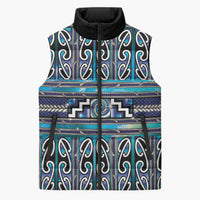 Maori Matariki Sleeveless Puffer Jacket Blue Galaxy Aesthetic Koru Art