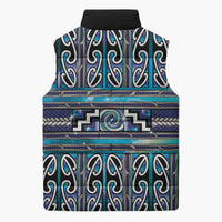 Maori Matariki Sleeveless Puffer Jacket Blue Galaxy Aesthetic Koru Art