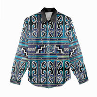Maori Matariki Women Casual Shirt Blue Galaxy Aesthetic Koru Art