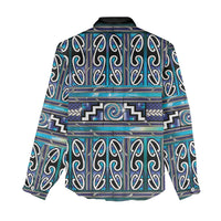 Maori Matariki Women Casual Shirt Blue Galaxy Aesthetic Koru Art