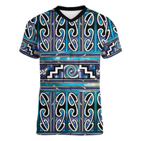 Maori Matariki Women V-Neck T-Shirt Blue Galaxy Aesthetic Koru Art