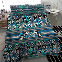 Maori Matariki Bedding Set Green Galaxy Aesthetic Koru Art