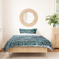 Maori Matariki Bedding Set Green Galaxy Aesthetic Koru Art