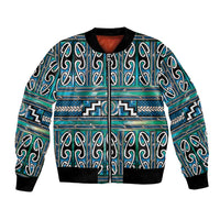 Maori Matariki Bomber Jacket Green Galaxy Aesthetic Koru Art