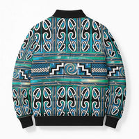 Maori Matariki Bomber Puffer Jacket Green Galaxy Aesthetic Koru Art
