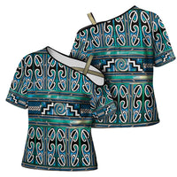 Maori Matariki Cross Shoulder Shirt Green Galaxy Aesthetic Koru Art