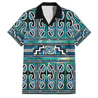 Maori Matariki Family Matching Off Shoulder Short Dress and Hawaiian Shirt Green Galaxy Aesthetic Koru Art