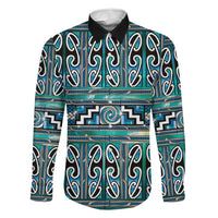 Maori Matariki Family Matching Off Shoulder Short Dress and Hawaiian Shirt Green Galaxy Aesthetic Koru Art