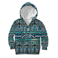 Maori Matariki Kid Hoodie Green Galaxy Aesthetic Koru Art