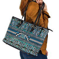 Maori Matariki Leather Tote Bag Green Galaxy Aesthetic Koru Art LT01 - Polynesian Pride