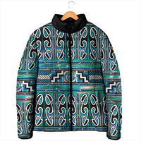 Maori Matariki Padded Jacket Green Galaxy Aesthetic Koru Art