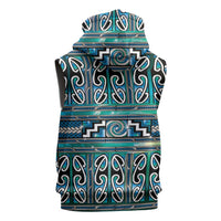 Maori Matariki Sleeveless Hoodie Green Galaxy Aesthetic Koru Art