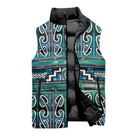 Maori Matariki Sleeveless Puffer Jacket Green Galaxy Aesthetic Koru Art LT01 - Polynesian Pride