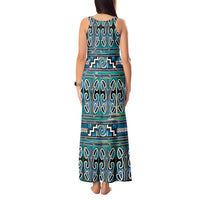 Maori Matariki Tank Maxi Dress Green Galaxy Aesthetic Koru Art