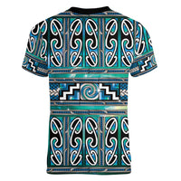 Maori Matariki Women V-Neck T-Shirt Green Galaxy Aesthetic Koru Art