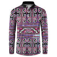 Maori Matariki Button Sweatshirt Pink Galaxy Aesthetic Koru Art
